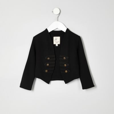 Mini girls black military jacket